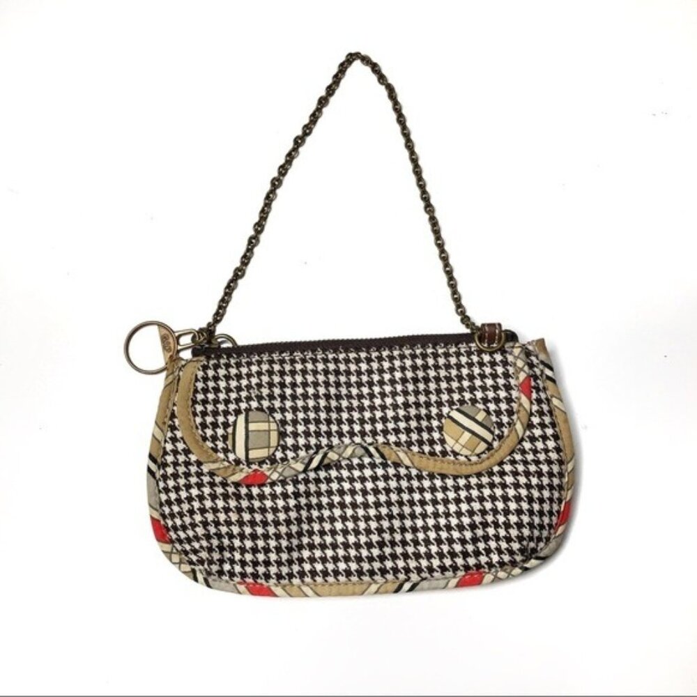 Gap Houndstooth Mini Bag Chain Strap Brown Tan Retro Shoulder Purse Cute